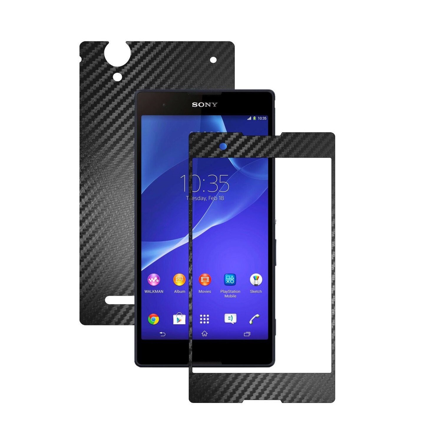 Folie de protectie Carbon Skinz, Husa de tip Skin Adeziv pentru Carcasa, Carbon Negru dedicata Sony Xperia T2 Ultra