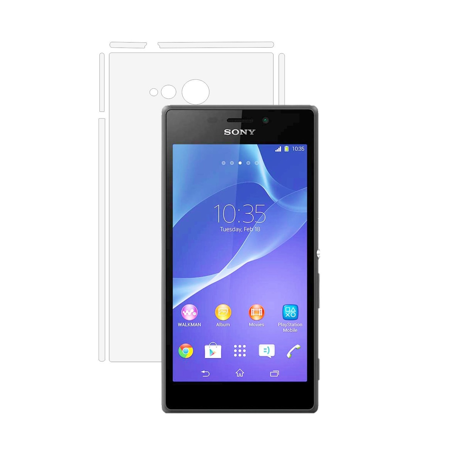 Folie Protectie Invisible Skinz Ultra-Clear HD, Husa Transparenta de tip Skin Adeziv pentru Carcasa si Laterale, dedicata Sony Xperia M2
