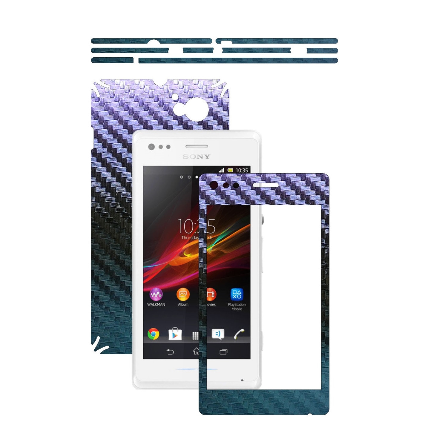 Folie de protectie Carbon Skinz, Husa de tip Skin Adeziv pentru Carcasa, Carbon Cameleon dedicata Sony Xperia M