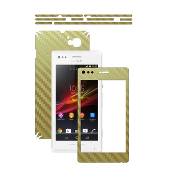 Folie de protectie Carbon Skinz, Husa de tip Skin Adeziv pentru Carcasa, Carbon Auriu dedicata Sony Xperia M Folie de protectie Carbon Skinz, Husa de tip Skin Adeziv pentru Carcasa, Carbon Auriu dedicata Sony Xperia M
