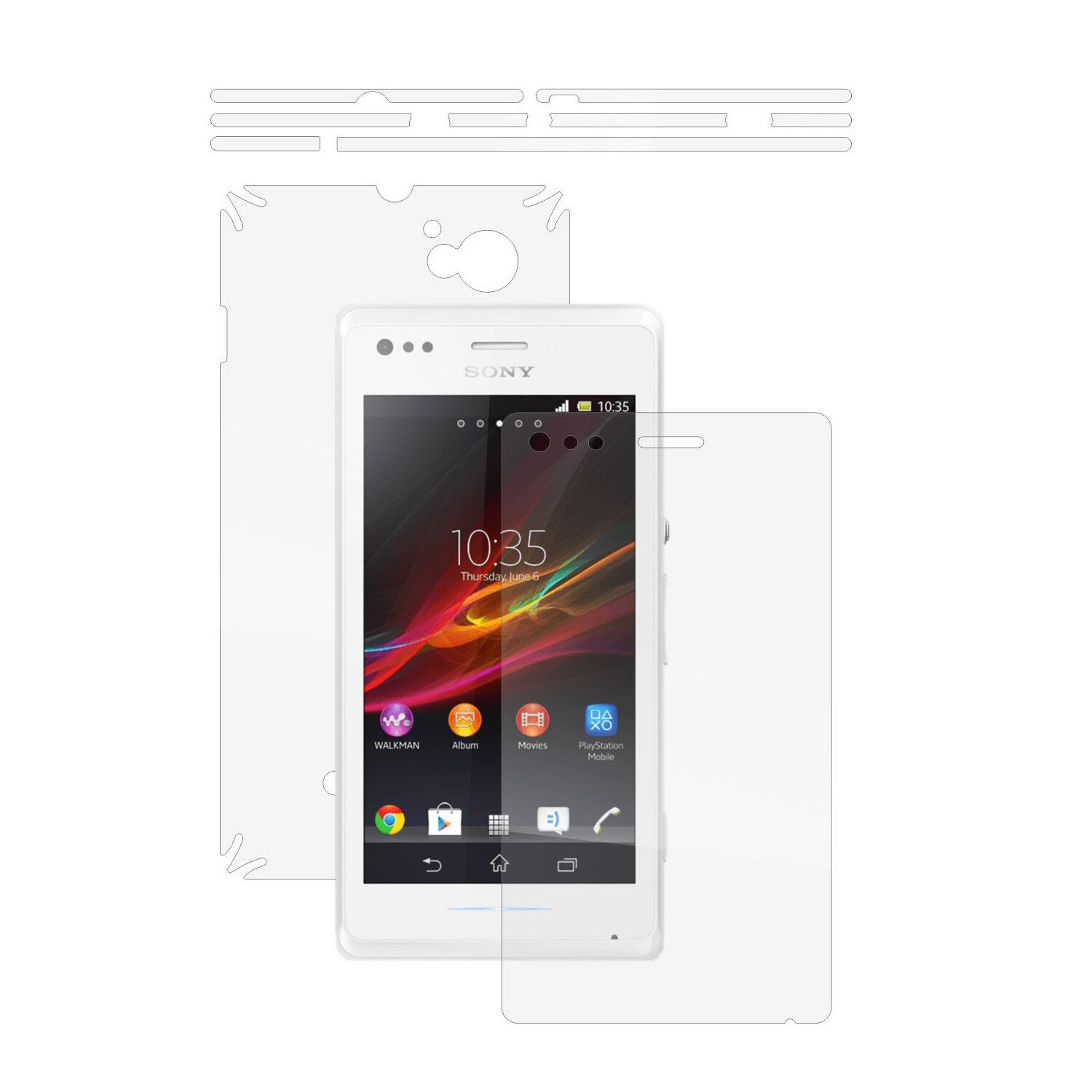 Folie Protectie Full Body Invisible Skinz Ultra-Clear HD, Husa Transparenta de tip Skin Adeziv pentru Carcasa si Ecran, dedicata Sony Xperia M