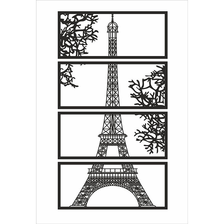 Tablou turn Eiffel, 50x28 cm, din lemn