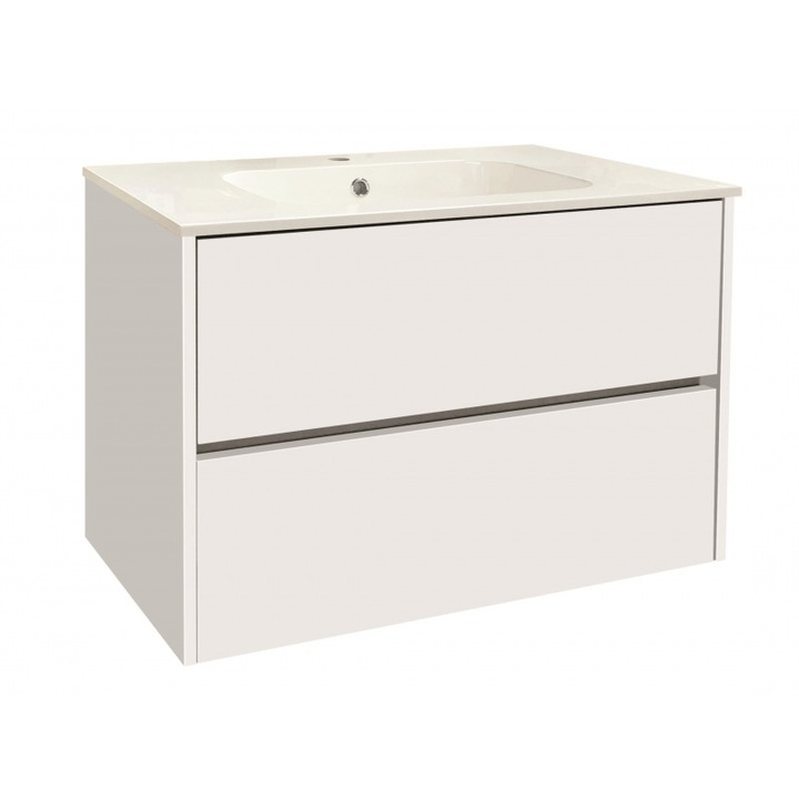 Конзолен шкаф за баня, Интер Керамик, ICP 7955, PVC, бял, с умивалник, 79x45x55см