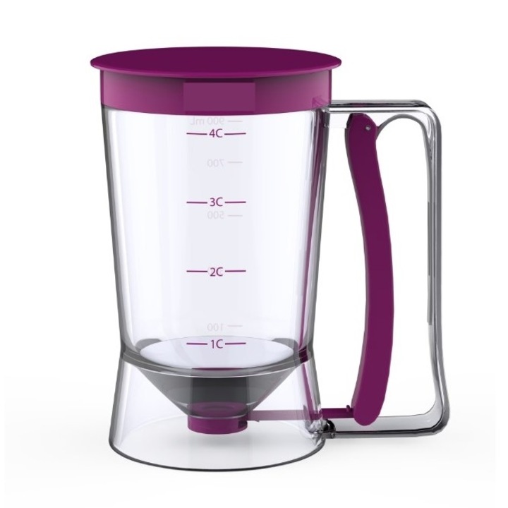 Диспенсър за тесто Flippy, пластмасов, пружинна дръжка, 900 ml, лесен за боравене и използване, лилав