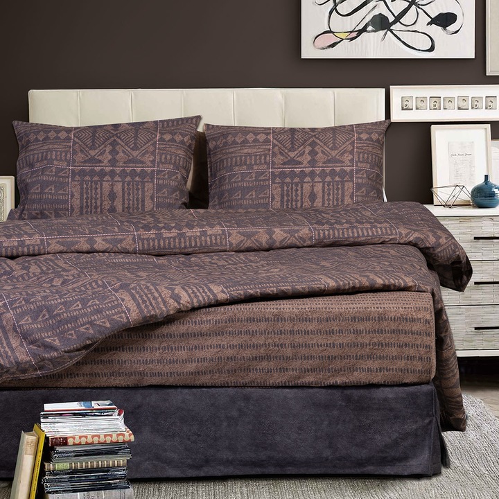 Set lenjerie de pat, Beauty Home, Bumbac, Multicolor