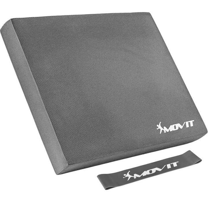 Perna MOVIT® Balance Pad, cu banda de exercitiu, gri