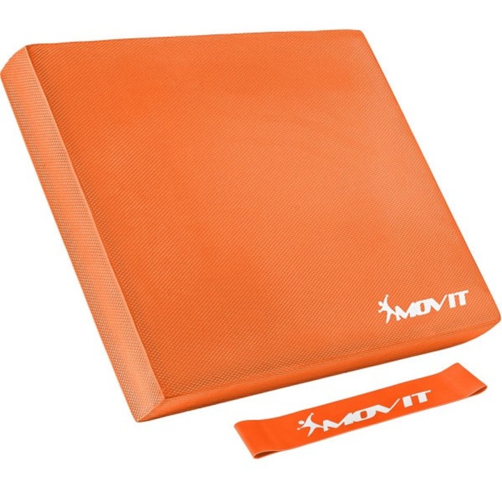 Perna MOVIT® Balance Pad, cu banda de exercitiu, portocaliu