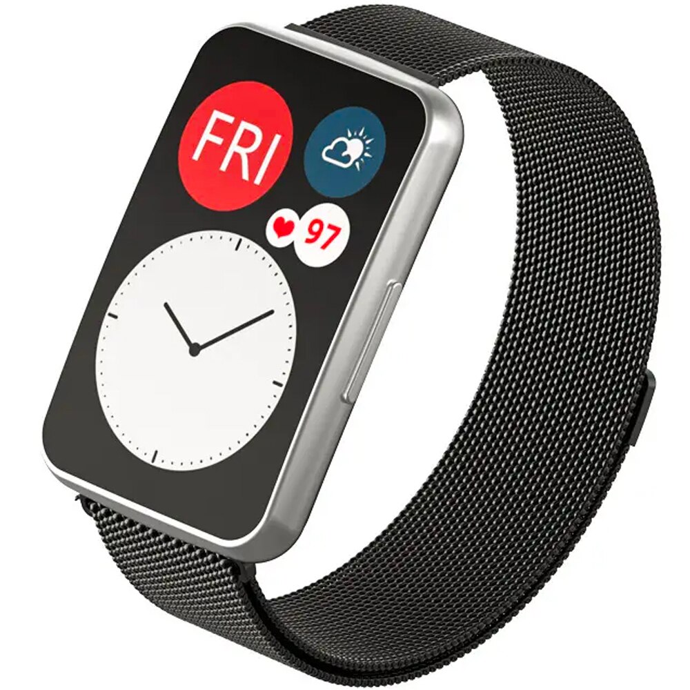 Curea Huawei Watch Fit 1, metalica, Negru - eMAG.ro