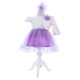 Rochita lila cu maneca scurta pentru botez de fetite, 3 piese, Recostore®, REC2423, 3-6 luni