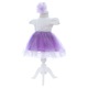 Rochita lila cu maneca scurta pentru botez de fetite, 3 piese, Recostore®, REC2423, 3-6 luni