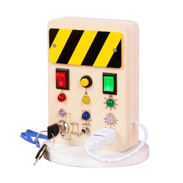 Jucarie educativa si interactiva, sundiguer, de lemn, 8.7×3×12.7, 3 ani +