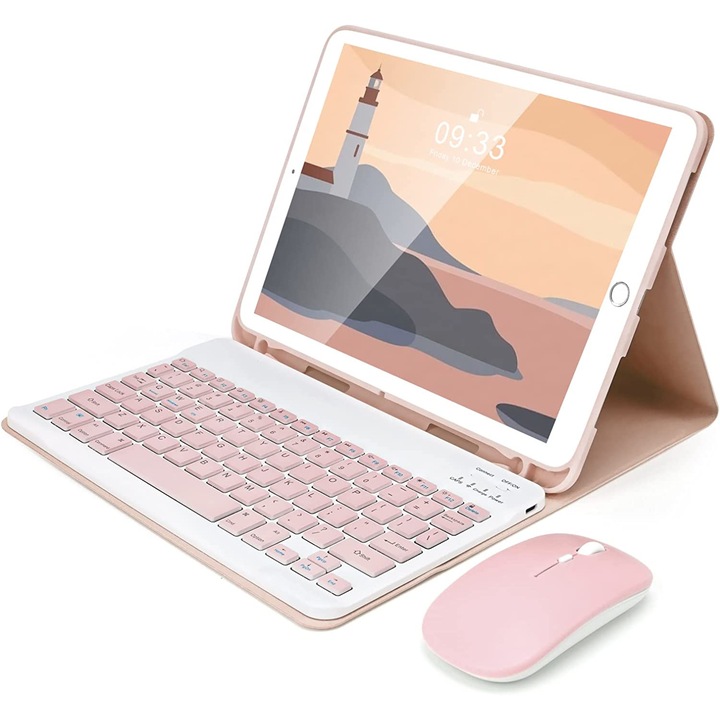 Капак за безжична клавиатура и мишка, Bluetooth, Sigloo, съвместим с таблет Nokia T21 2022, 10,4 инча, Розов