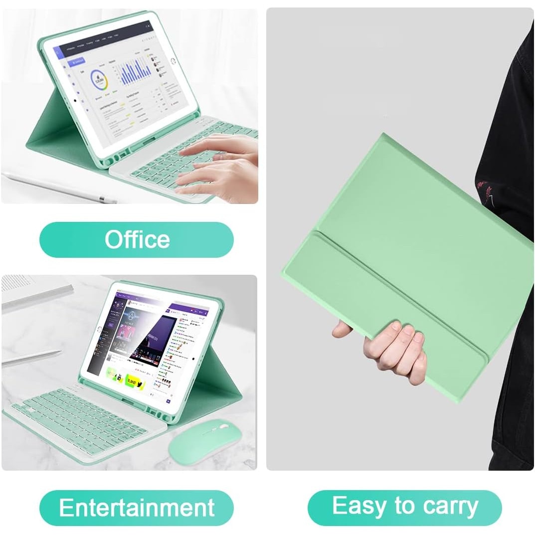 Husa office pentru tableta SAMSUNG GALAXY TAB S8 Model X700/X706 si S7 Model T870/T875/T876B, Sigloo, cu suport Smart Pen, Verde Azur