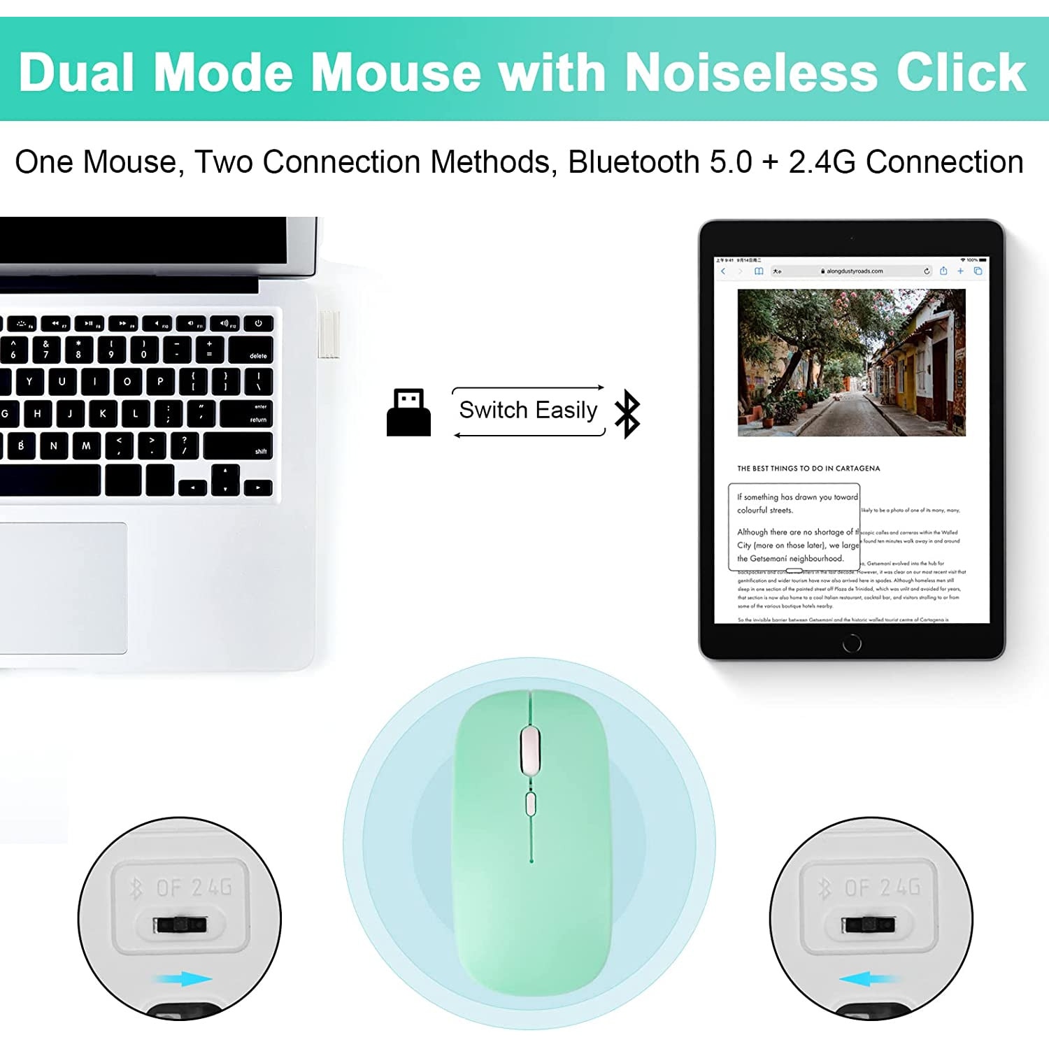 Tab Button Computer Mouse Husa cu tastatura si mouse Wireless, Bluetooth, pentru tableta Lenovo ...