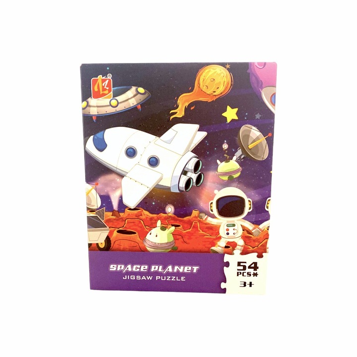 Oktató puzzle gyerekeknek 54 darab, modellbolygók, űrhajós az űrben, tarka, 28 x 20 cm