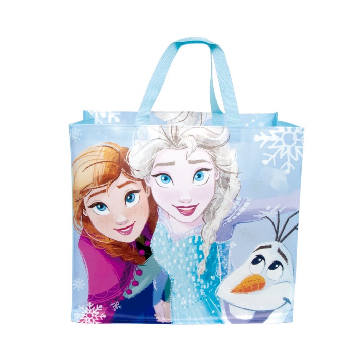 Sacosa de cumparaturi cu imprimeu FROZEN, 45 cm albastru