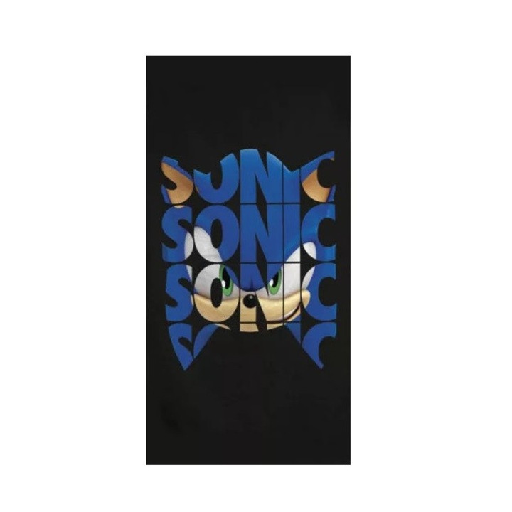 Sonic the Hedgehog кърпа за баня черна (Fast Dry)