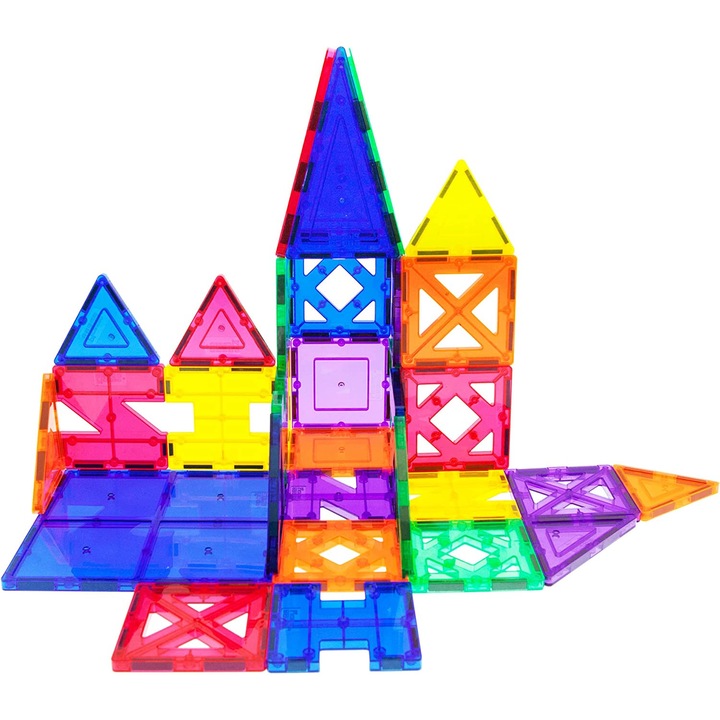 Set de constructie PicassoTiles 33 de piese magnetice