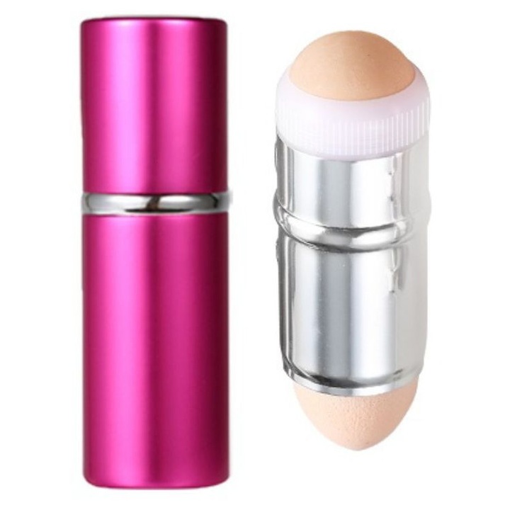 Accesoriu cosmetic facial DROPY® 2 in 1 cu piatra vulcanica si burete de machiaj, ideal pentru excesul de ulei, controlul sebumului si stralucirea fetei, ciclam