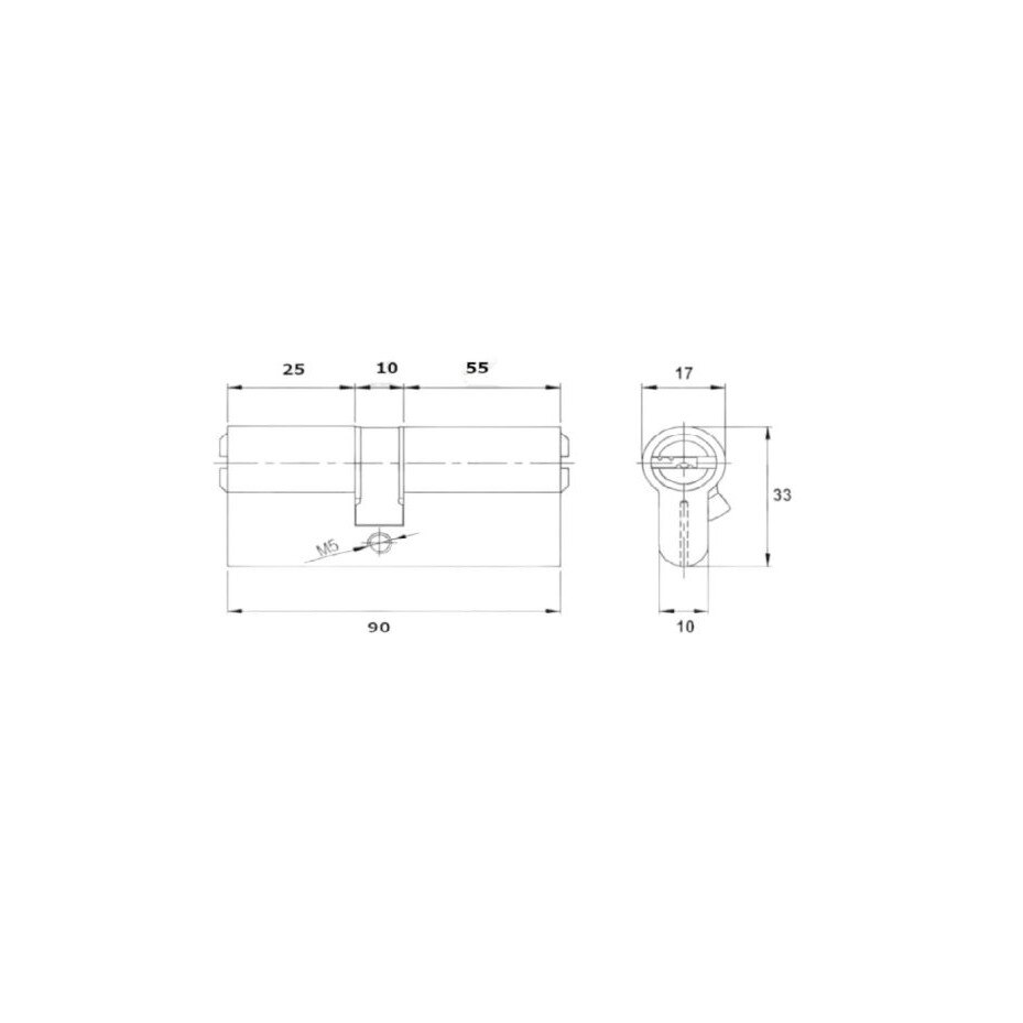 Cilindru yala cu buton, Assa Abloy, usa metalica, excentric, dimensiune