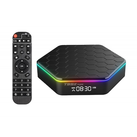 Mini PC TV Smart Box Mediaplayer T95Z Plus, Android 12, 6K, dual-WIFI, Quad Core, 4G RAM, 64 GB ROM, Bluetooth 5.0, culori RGB, negru