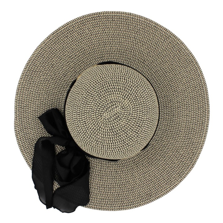 Palarie plaja dama bej cu funda neagra