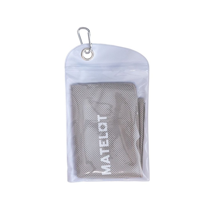 Микрофибърна кърпа MATELOT, С калъф, Мигновен охлаждащ ефект, Бързосъхнеща, За спорт, плаж, аеробика, фитнес, йога, дейности на открито, Сив, 30x80 см