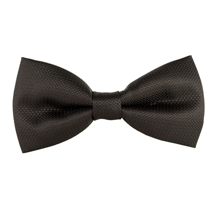 Klasszikus csokornyakkendő selymes megjelenéssel és finom textúrával, Newtone, PP01, Fényes fekete, 12 x 6 cm