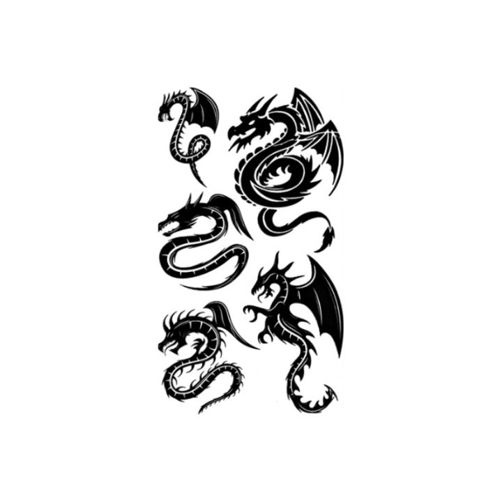 Ideiglenes tetoválás 5 mini kép, CRT, The Dragons, vízálló, 10,5 x 6 cm