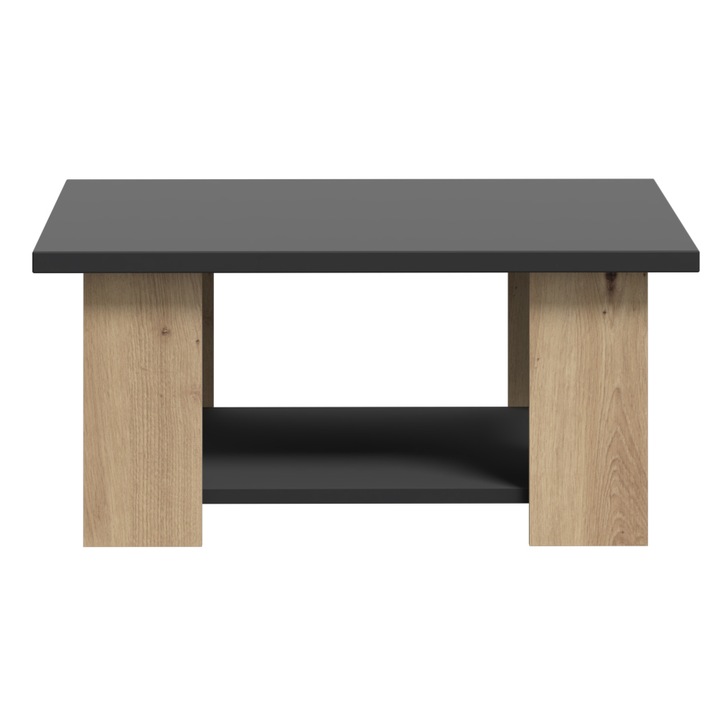 Masuta cafea Forte Coffee Tables, dimensiuni 67x 67x 31, stejar Artisan/ negru