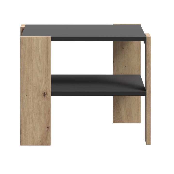 Masuta cafea Forte Coffee Tables, dimensiuni 55x 55x 45, stejar Artisan/ negru