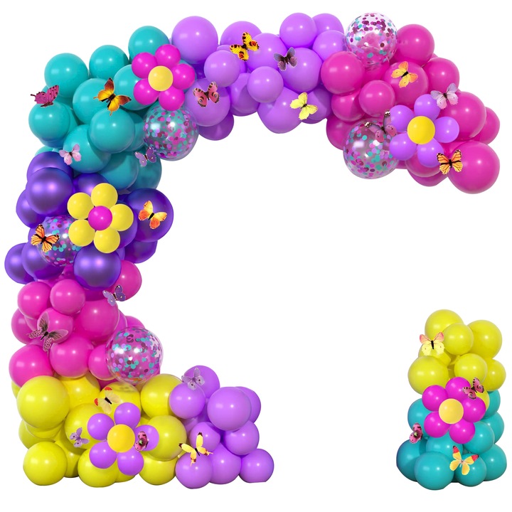 Комплект 153 пеперуди балони, латекс, парти декор, многоцветни