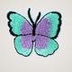 Aplicatie termoadeziva brodata, 36 x 40 mm, Fluture verde pastel si mov