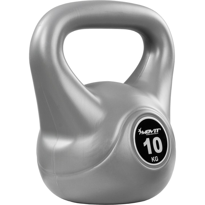 Gantera Kettlebell, MOVIT® de 10 kg, gri