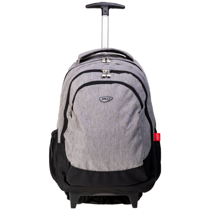 Раница с количка Daco, размер 44x31x16 cm, регулируеми ремъци с гъба, материал полиестер, цвят сив