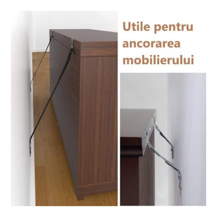Protectie impotriva daramarii televizorului, ancorare TV, protectie cutremur, chingi din nailon si metal, Empria