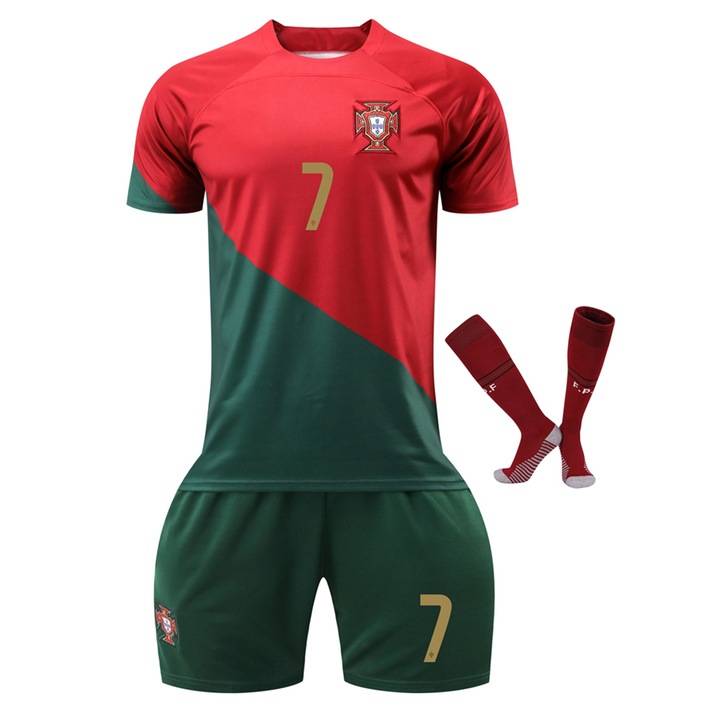Комплект футболна фланелка за деца Португалия Роналдо за спортно оборудване
