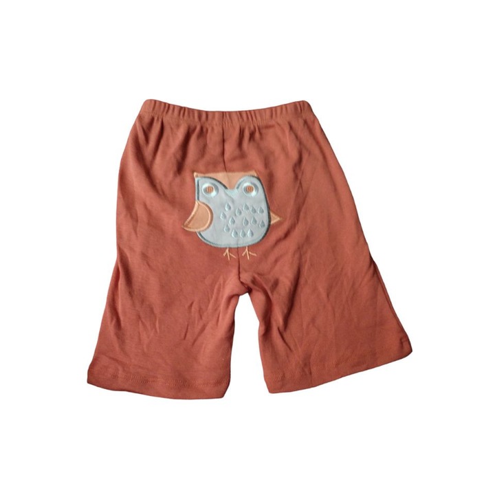 Pantaloni scurti pentru copii, Caramiziu, bufnita, 9-12 luni