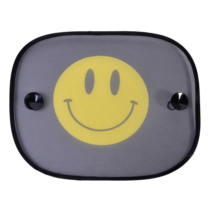 Сенник за автомобил, щампа Smile, За странично стъкло, С вендузи, 44x36 см