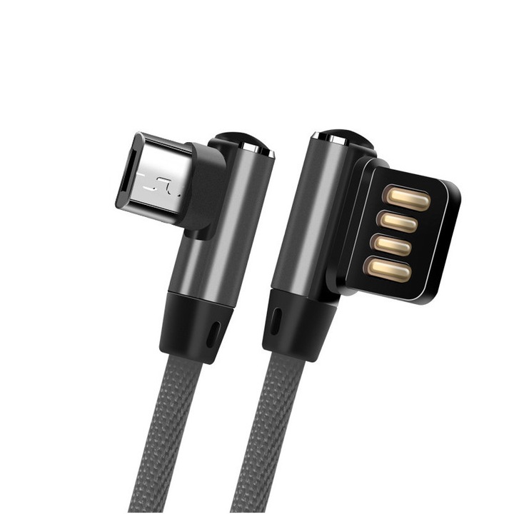 Prémium Adat- és Töltőkábel TB1009, MicroUSB/USB csatlakozó, 2.4A gyorstöltés, 1 méter, fekete