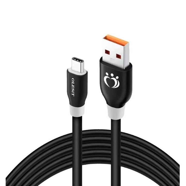 Olesit Adat- és Töltőkábel K1971, USB-C/USB típusú, 2.1A gyorstöltés, 3 méter, fekete