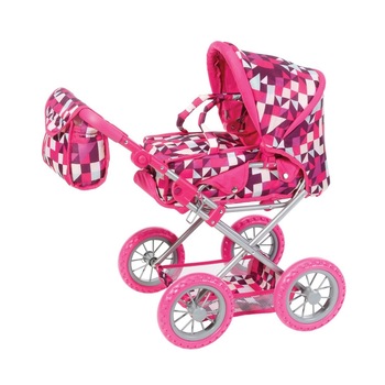Carucior 2 in 1 pentru papusi Ruby Crazy Squares Carucior 2 in 1 pentru papusi Ruby Crazy Squares