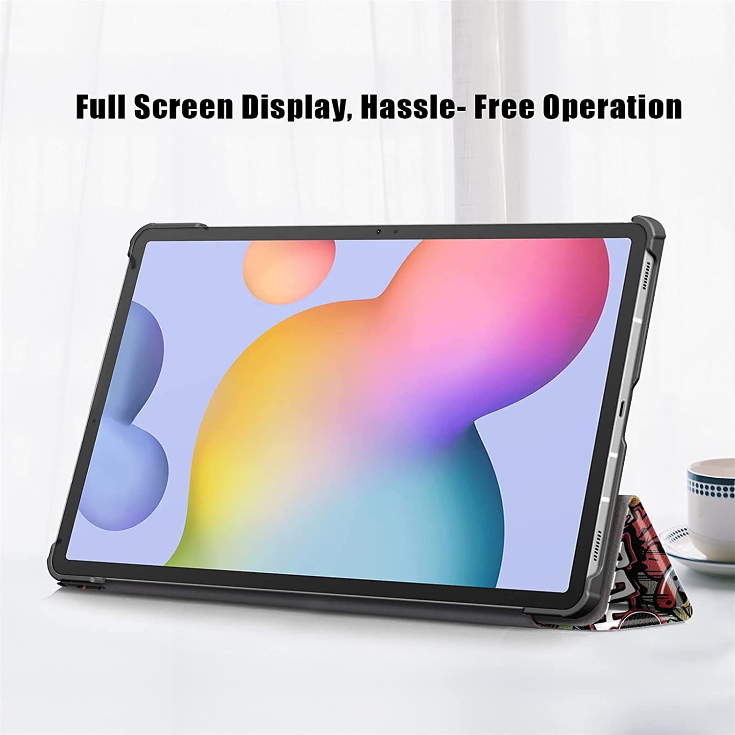 Husa Slim Sigloo, Smart Cover, Trifold, pentru tableta Samsung Galaxy Tab S8 Plus (X800/X806), S7 FE (T730/T733/T736B), S7 Plus (T970/T976B), 12.4 Inch, model Graffity