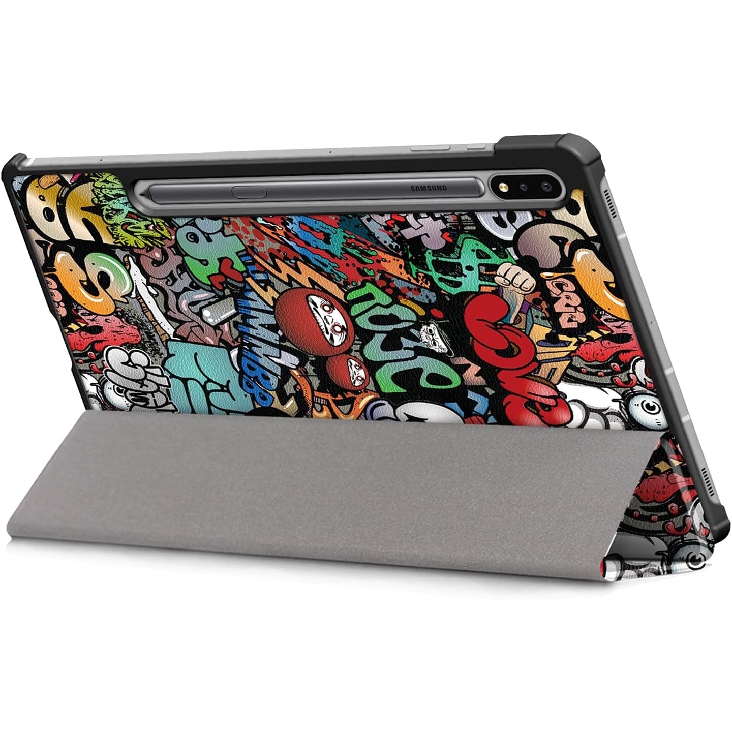 Husa Slim Sigloo, Smart Cover, Trifold, pentru tableta Samsung Galaxy Tab S8 Plus (X800/X806), S7 FE (T730/T733/T736B), S7 Plus (T970/T976B), 12.4 Inch, model Graffity