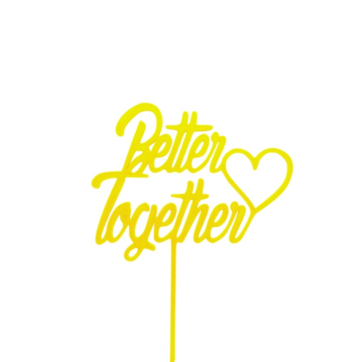 Топер декорация, "По-добре заедно", годишнина от сватба, връзка 18,5 х 13 жълто