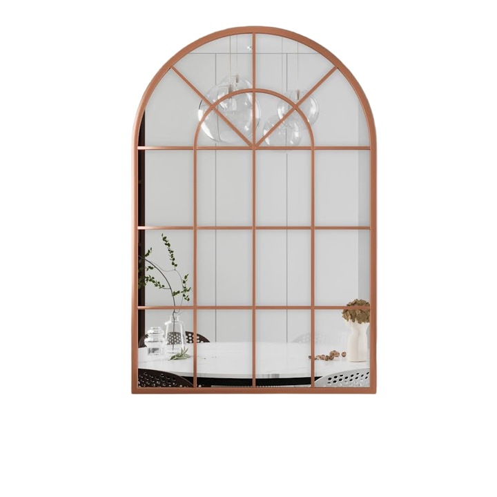 Огледало за прозорец арка, Marsah Home, 120x80 см, бронзова метална рамка