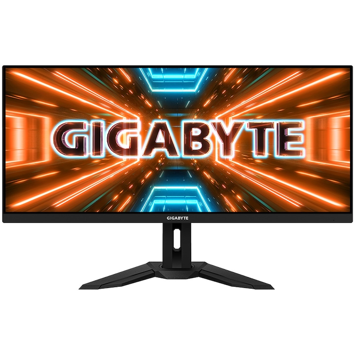 Monitor gaming Gigabyte M34WQ, 34 inch, IPS, WQHD, 3440x1440, 1 ms, 144 Hz, 400 lm, 1000:1, DisplayHDR 400, FeeSync Premium, Negru