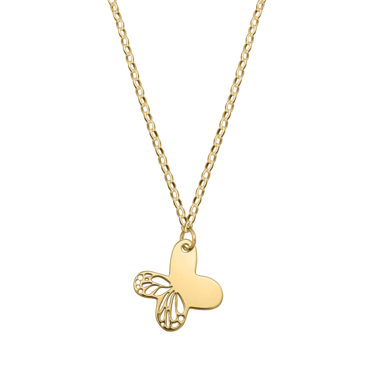 Colier din argint placat cu aur, fluturas decupat 10mm, 40-45 cm
