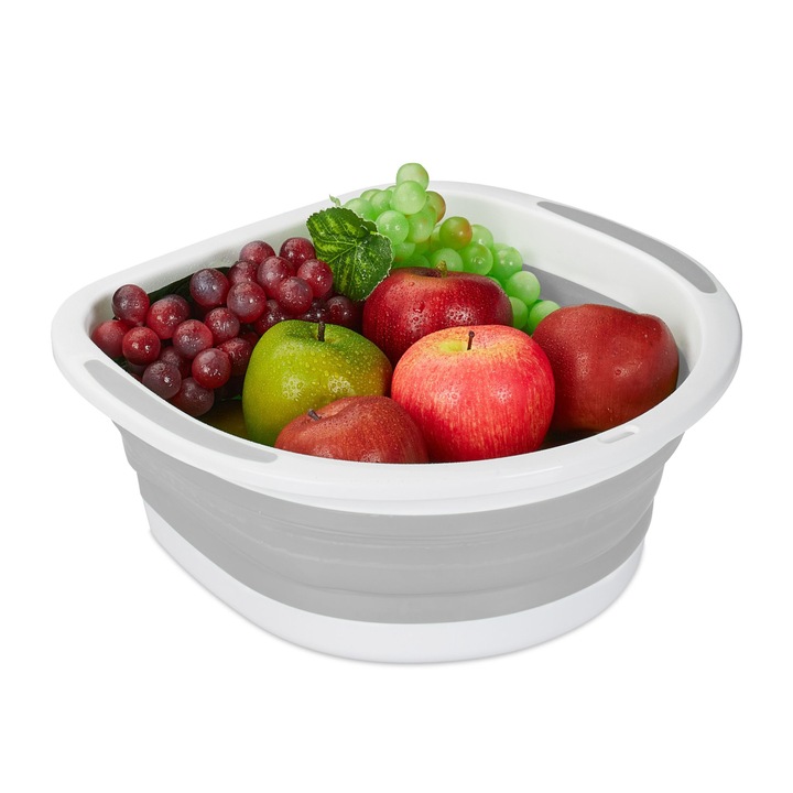 Strecuratoare pliabila rotunda, cu manere, 13,5 x 33,5 x 32,5 cm, gri