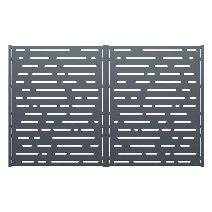 Set 2 bucati Poarta auto, Todome, Aluminiu 401, negru, 300 x 180 cm, cu accesorii